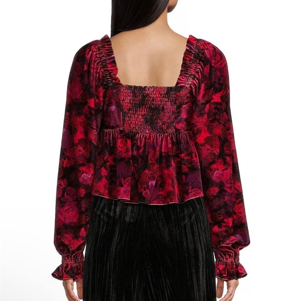 C&V Chelsea & Violet Crimson Red Black Rose print Rose Petail Girls L 10/12 NEW - Picture 3 of 11